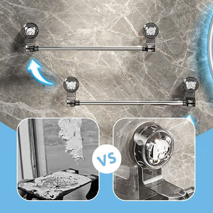 Rotating Wall-Mount Towel Bar with Suction Cup – No Drilling Needed, Adjustable Length for Small & Large Bathrooms