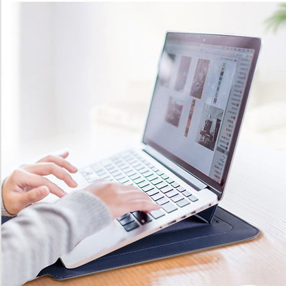 Convertible Notebook Case with Adjustable Angle Riser 11-16 Inch Slim Carrying Pouch Workspace Organizer for Remote Workers Students