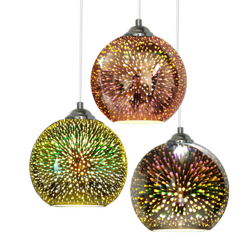Hanging Ceiling Fixture with Multicolor Glass Shade and Height-Adjustable Cord for Kitchens, Dining Areas, Bars, and Cafés