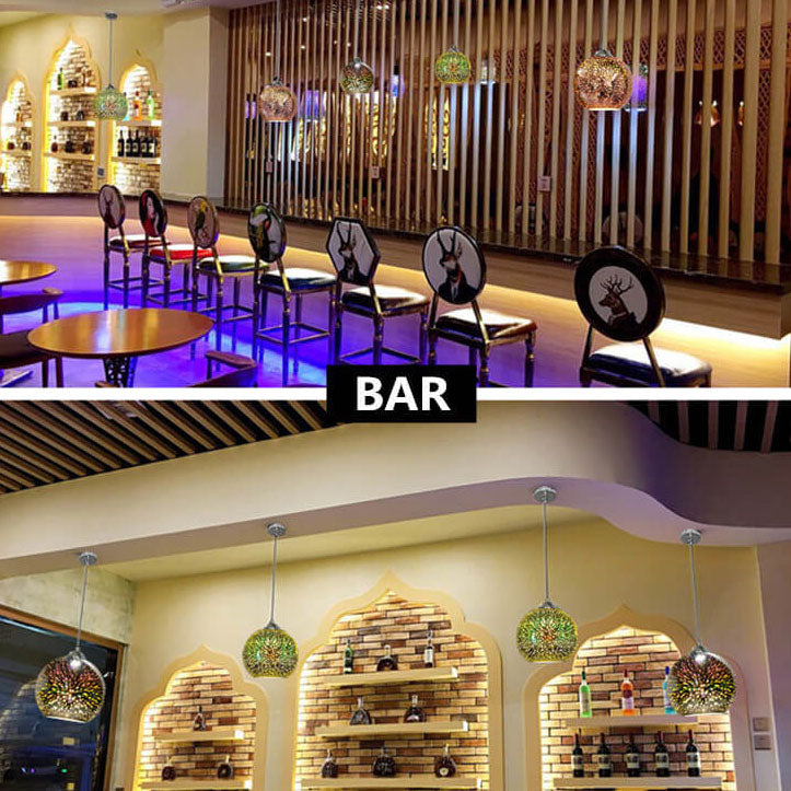 Starburst Hanging Light with Iridescent Glass Shade - E26 Single-Bulb Ceiling Fixture for Dining Rooms, Kitchens & Bars