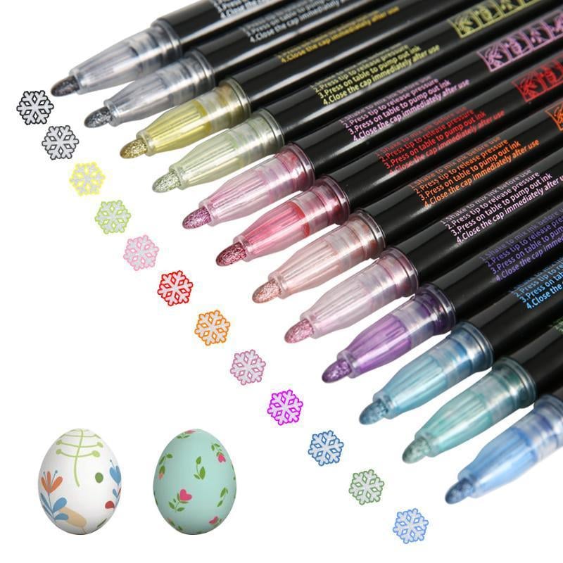 Dual-Tip Metallic Art Markers for Kids – Vibrant Colors for Glass, Paper & Acrylic Projects