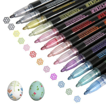 Dual-Tip Metallic Art Markers for Kids – Vibrant Colors for Glass, Paper & Acrylic Projects