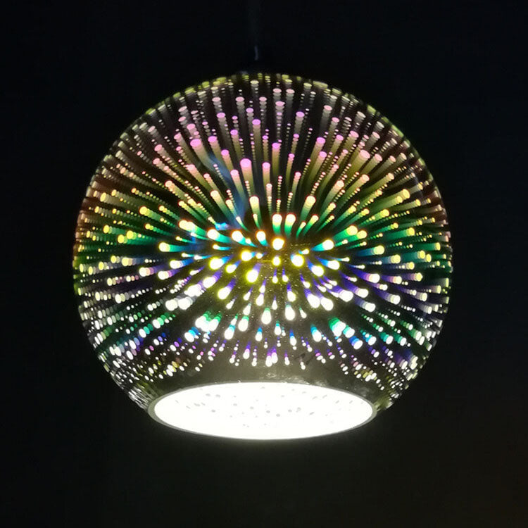 Starburst Hanging Light with Iridescent Glass Shade - E26 Single-Bulb Ceiling Fixture for Dining Rooms, Kitchens & Bars