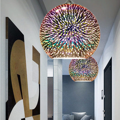 Starburst Hanging Light with Iridescent Glass Shade - E26 Single-Bulb Ceiling Fixture for Dining Rooms, Kitchens & Bars