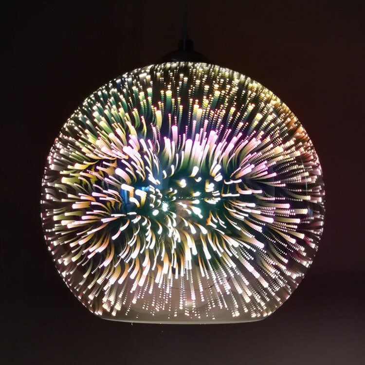 Starburst Hanging Light with Iridescent Glass Shade - E26 Single-Bulb Ceiling Fixture for Dining Rooms, Kitchens & Bars
