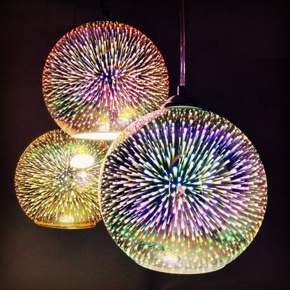 Starburst Hanging Light with Iridescent Glass Shade - E26 Single-Bulb Ceiling Fixture for Dining Rooms, Kitchens & Bars