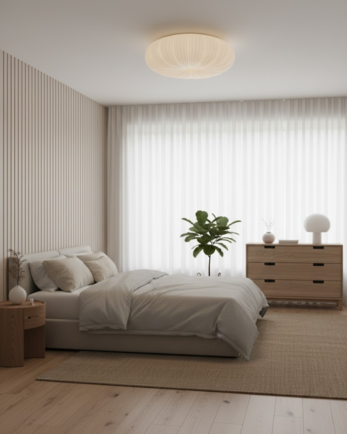 Minimalist Round Flush Mount Light Fixture with Adjustable Color Temperature for Living Room & Bedroom