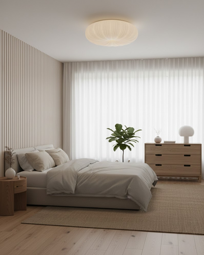 Minimalist Round Flush Mount Light Fixture with Adjustable Color Temperature for Living Room & Bedroom