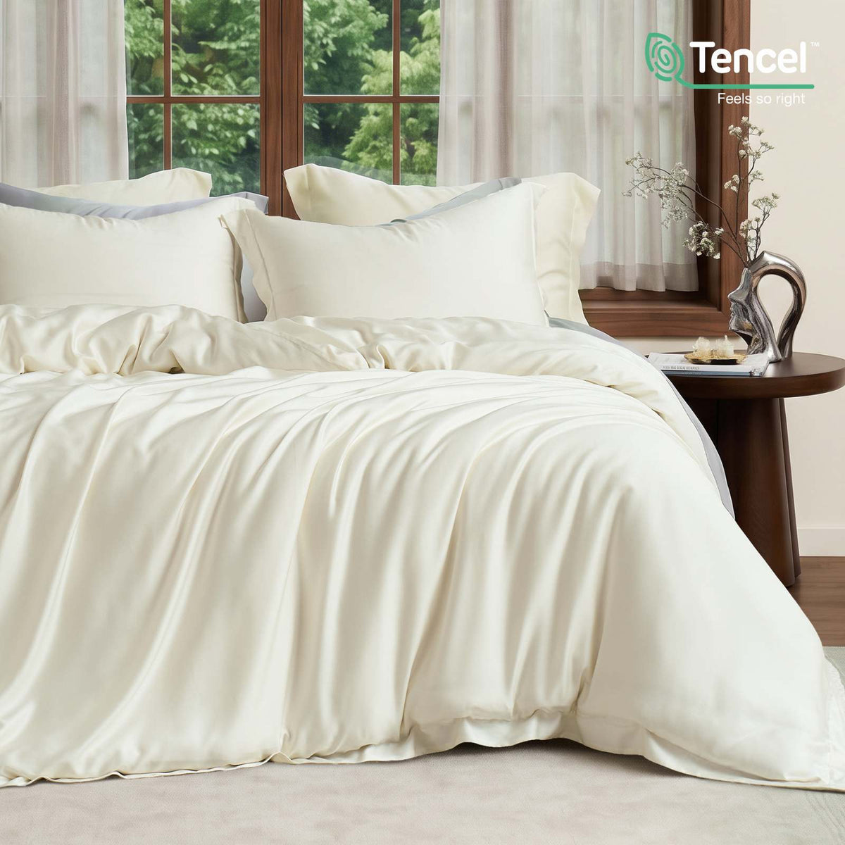 Eco-Friendly Tencel Duvet Cover Set with Cooling Technology | Lightweight & Moisture-Wicking for Comfortable Sleep
