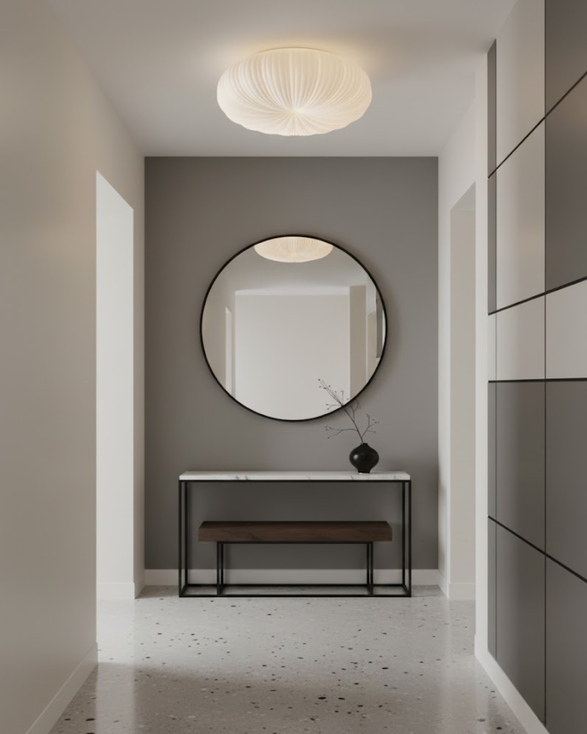 Minimalist Round Flush Mount Light Fixture with Adjustable Color Temperature for Living Room & Bedroom