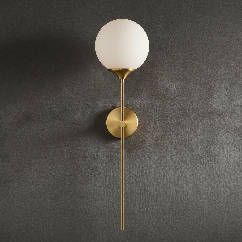 Glass Wall Light Fixture with Gold Metal Base – Ambient Lighting for Bedroom, Living Room & Hallway – 4 Shade Colors
