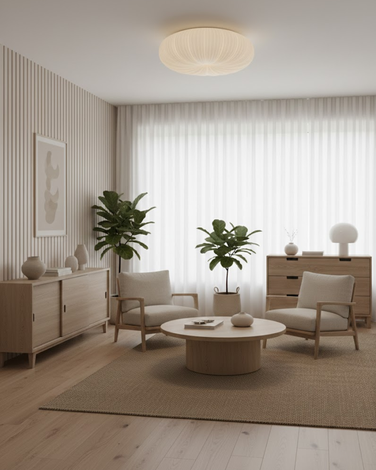 Minimalist Round Flush Mount Light Fixture with Adjustable Color Temperature for Living Room & Bedroom