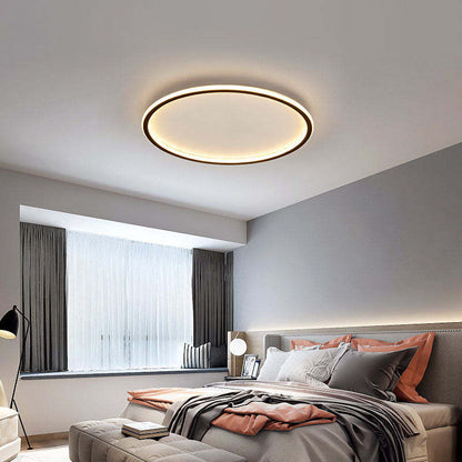 Dimmable Round LED Flush Mount Ceiling Light for Bedroom Living Room | Black White Metal Acrylic | Indoor Hardwired 12-20 Inch Fixture