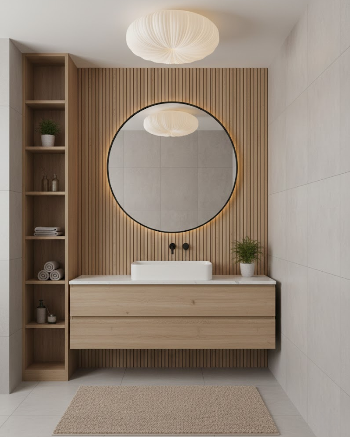 Minimalist Round Flush Mount Light Fixture with Adjustable Color Temperature for Living Room & Bedroom