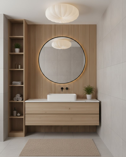Minimalist Round Flush Mount Light Fixture with Adjustable Color Temperature for Living Room & Bedroom