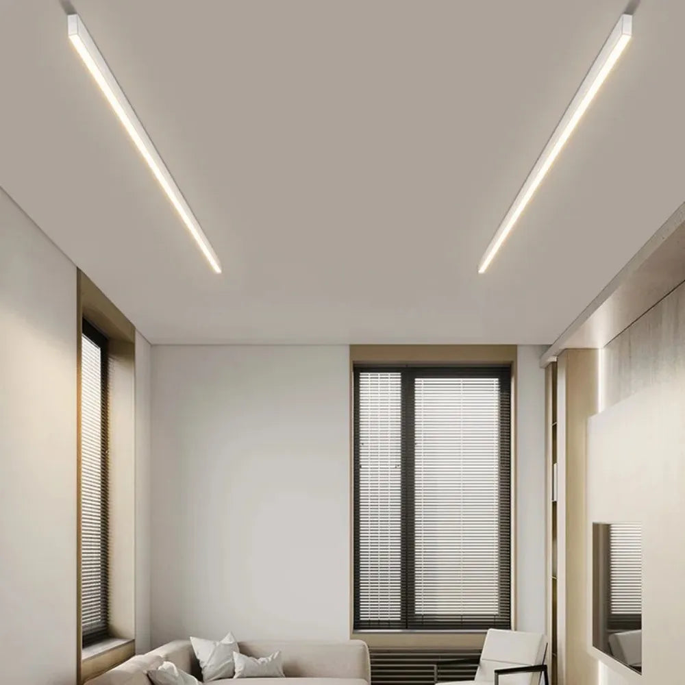 Linear LED Flush Mount Ceiling Light 47-inch Black Fixture for Bedroom Living Room Hallway Contemporary Minimalist Home Lighting