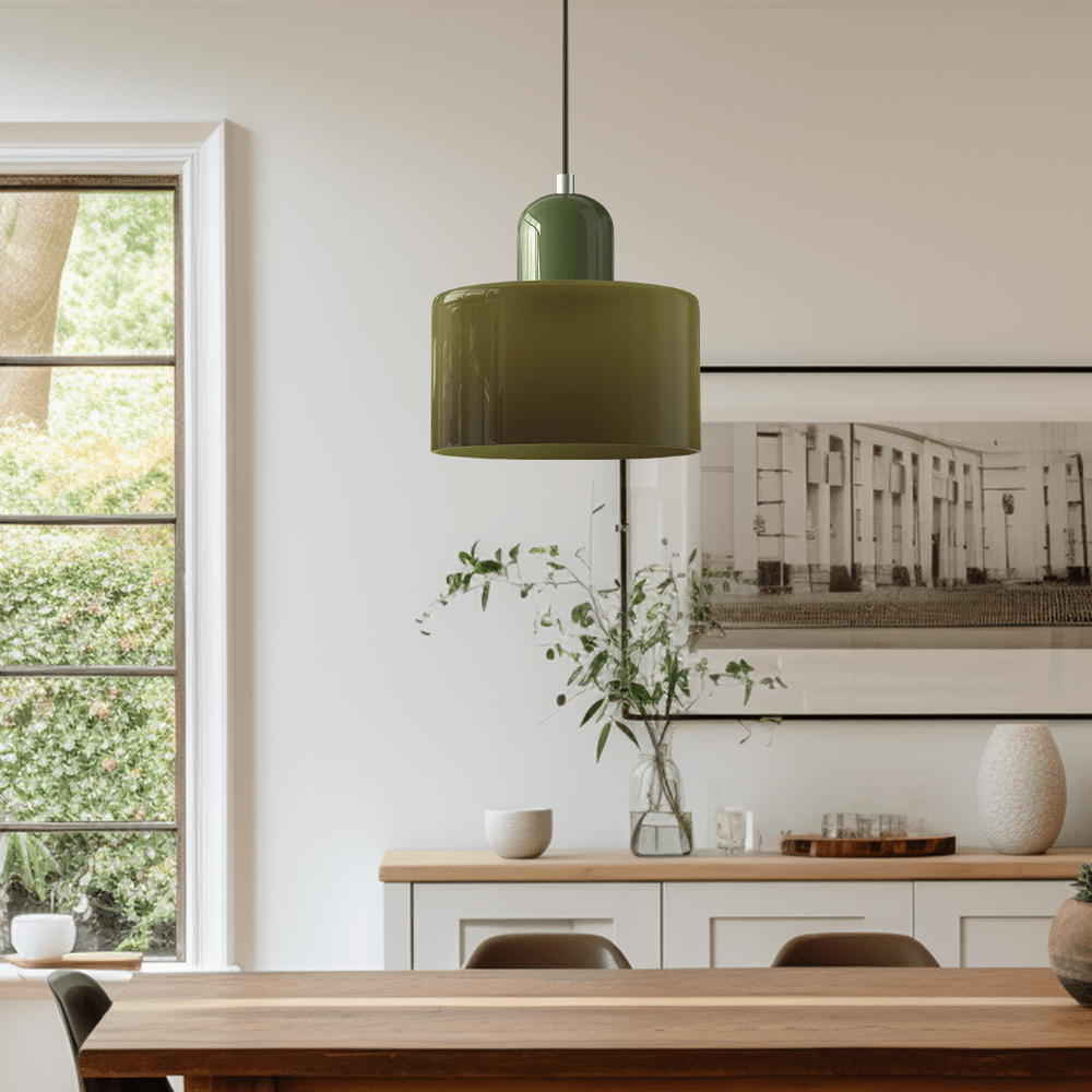 Handwoven Glass Pendant Light Bauhaus Style Indoor Hanging Lamp Adjustable Cable for Dining Room Kitchen Home Office