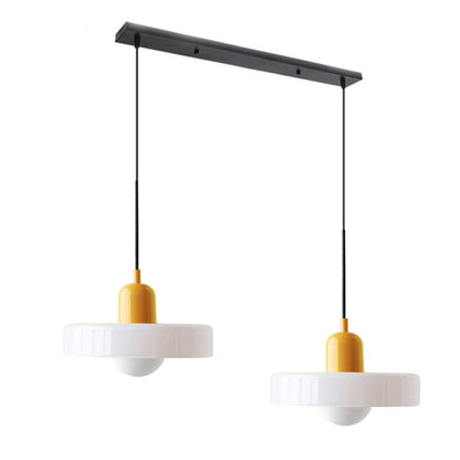 Dual-Shade Glass Hanging Light Fixture G9 Socket 14 Inch Ceiling Mount for Kitchen Island Dining Table Living Room Modern Overhead Lighting