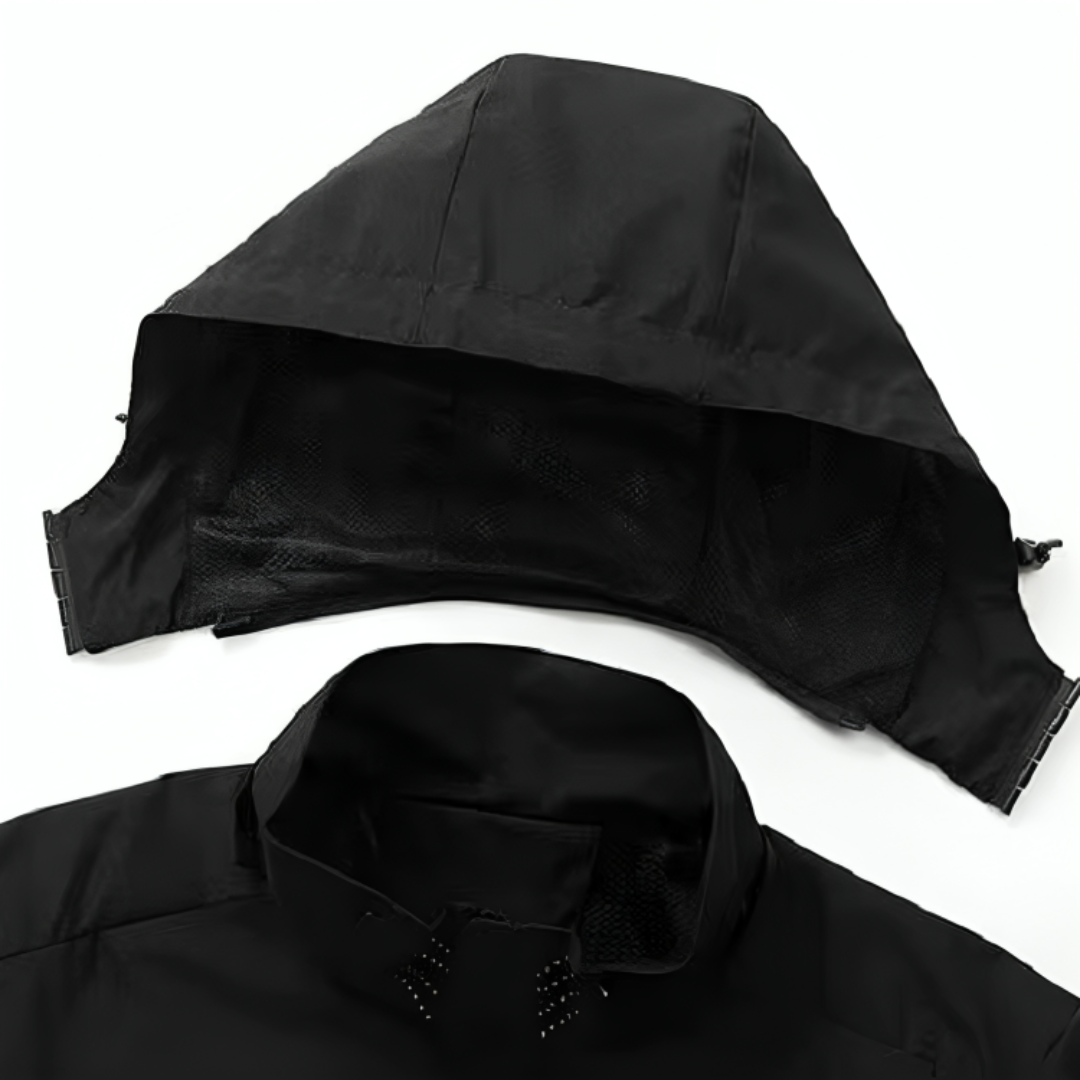 Lightweight Zip-Front Rain Jacket with Hood – Breathable Weather Shell for Men