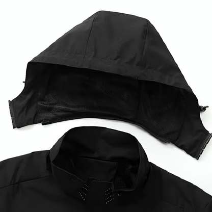 Lightweight Zip-Front Rain Jacket with Hood – Breathable Weather Shell for Men