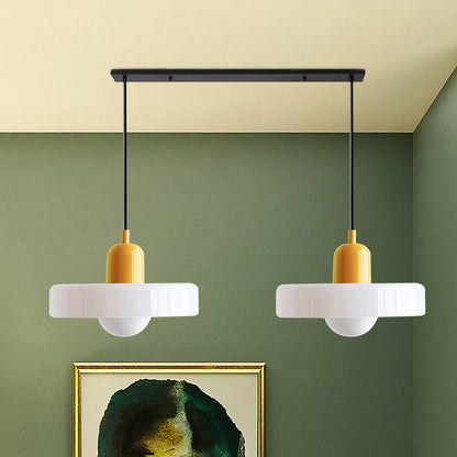 Dual-Shade Glass Hanging Light Fixture G9 Socket 14 Inch Ceiling Mount for Kitchen Island Dining Table Living Room Modern Overhead Lighting