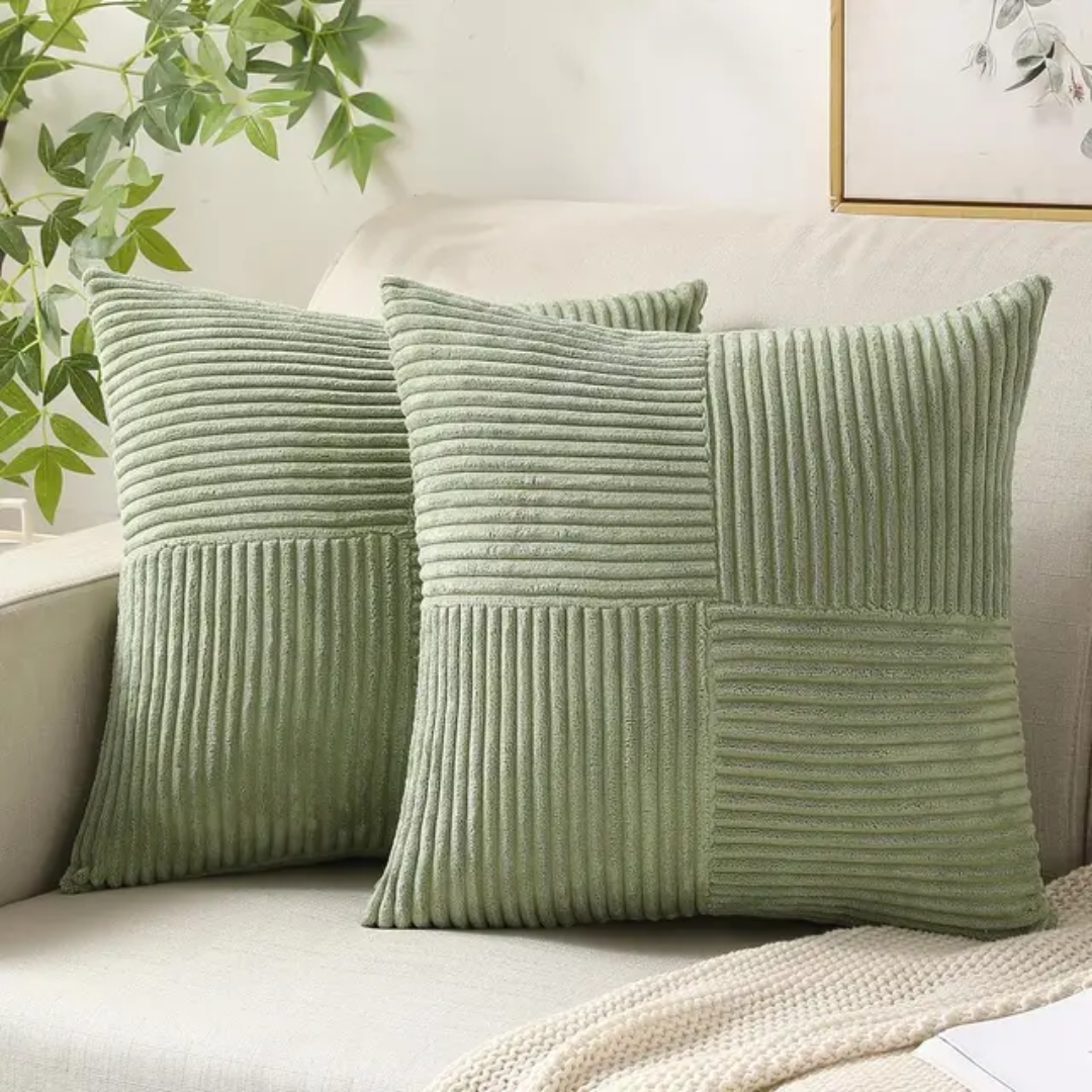 Textured Plush Throw Pillow Cover 18x18 Inch Gray Ribbed Velvet Square Cushion Sham for Couch Bed Living Room Soft Decorative Accent Hidden