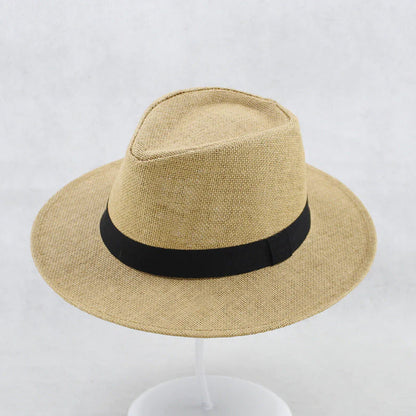 UPF 50+ Straw Fedora Hat with Wired Brim and Leather Band for Men & Women
