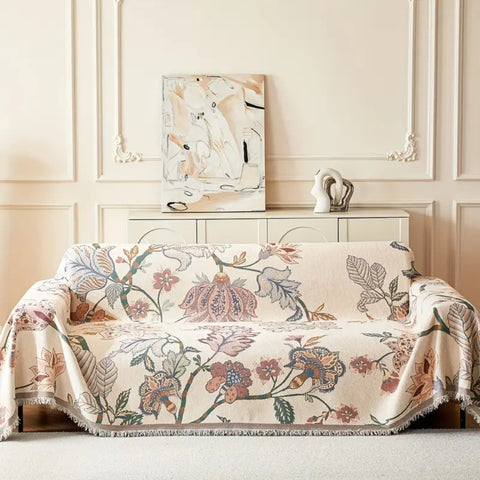 Aveline Sofa Cover - Reversible Floral Jacquard, Soft Fabric