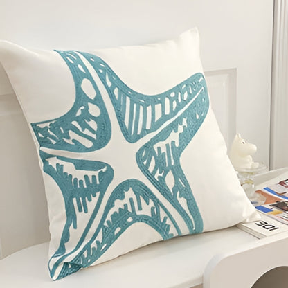 TideSketch – Embroidered Ocean Cushion Cover