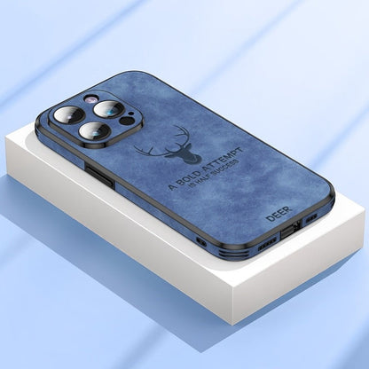 Genuine Suede iPhone Case with Camera Protection & Shock-Absorbing Silicone Liner for iPhone 12-17