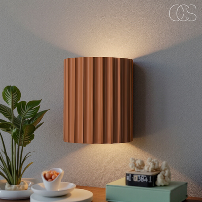 Ridged Round LED Wall Sconce with Warm Ambient Up & Down Light for Hallway, Bedroom & Living Room | Modern Minimalist Design in Four Earth