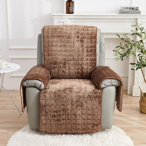 Vibrant Squares Recliner Cover - Microfiber Blend, Non-Slip Design