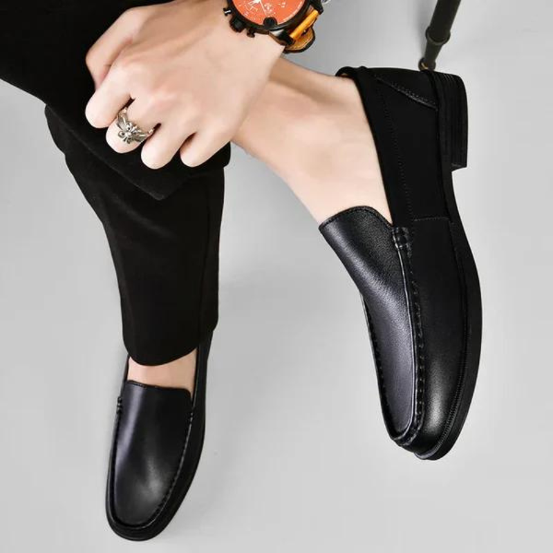Genuine Leather Loafers Men's Dress Slip-On Shoes Handcrafted Italian Style for Business Casual Office Formal Work