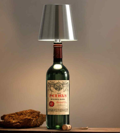 Rechargeable LED Bottle Topper Light 5.5 Inches Wireless Warm Glow Aluminum Cap for Wine Bottles Indoor Outdoor Dining Table Decor Cordless