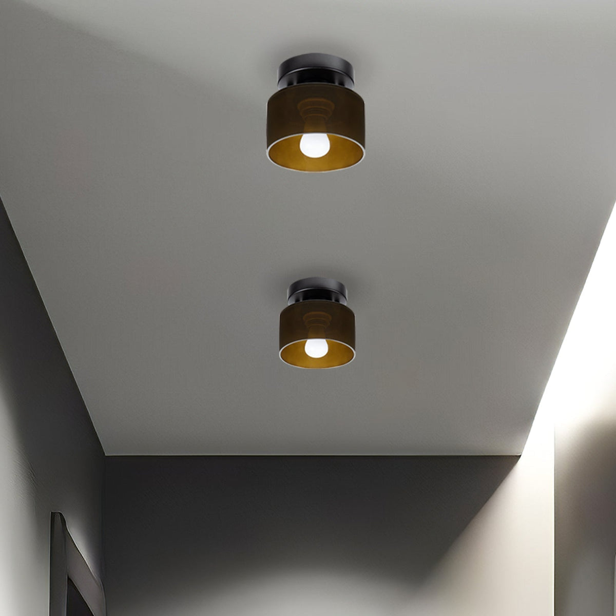Flush Mount Glass Globe Light with E27 Socket for Entryway Kitchen and Bedroom Lighting