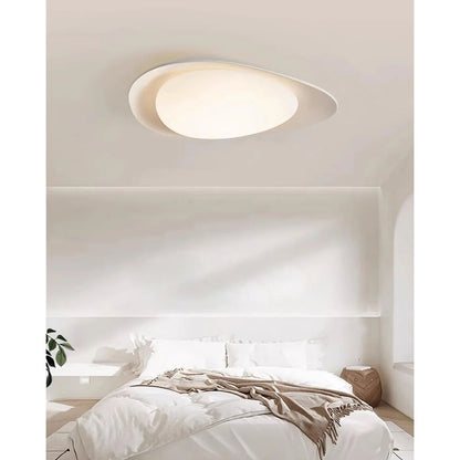 Organic Resin LED Flush Mount Light Green Beige for Bedroom Living Room Dining Room Modern Overhead Lighting Nature-Inspired
