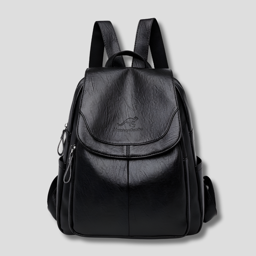 Women's Textured Leather Backpack with Security Features for Work, Travel & Daily Use