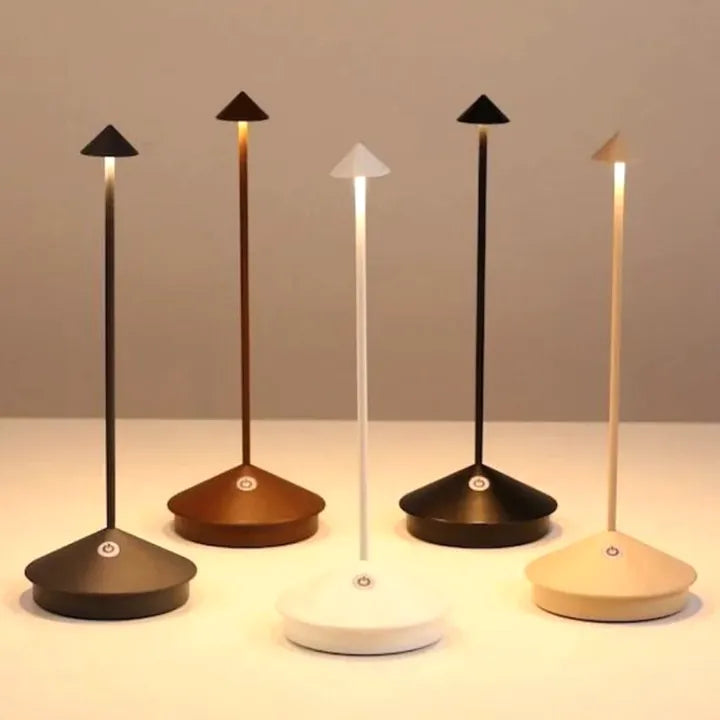 Cordless LED Accent Light 12 in Tall Rechargeable Battery Powered Dimmable Warm Glow Metal Construction Patio Dining Bedside Use