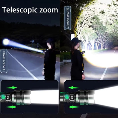 USB Rechargeable LED Flashlight with Adjustable Zoom Focus for Camping, Emergency & Outdoor Use