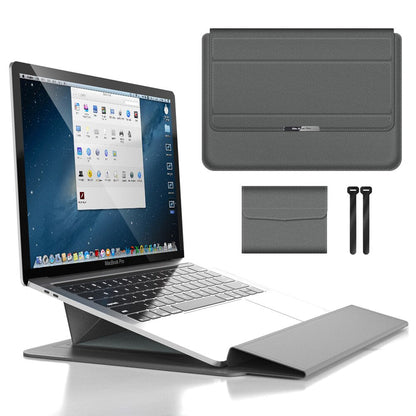 Convertible Notebook Case with Adjustable Angle Riser 11-16 Inch Slim Carrying Pouch Workspace Organizer for Remote Workers Students