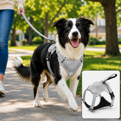 Ortekor No-Pull Reflective Dog Harness with Built-In Retractable Leash for Safer Daily Walks