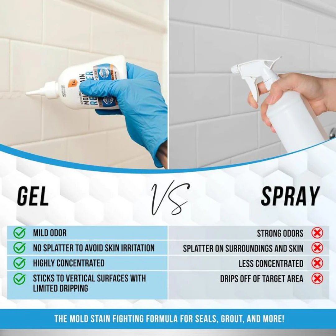 Mold Remover Gel for Bathrooms, Grout & Tile – Deep-Cleaning Formula for Showers, Kitchens & Damp Areas – No Scrubbing Required