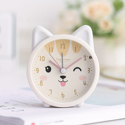 Silent Alarm Clock with Night Light for Kids Bedroom – Cute Bunny Desktop Clock No Ticking Sound