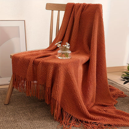 Maven Morandi Blanket - Soft Knitted Polyester, Lodge Style