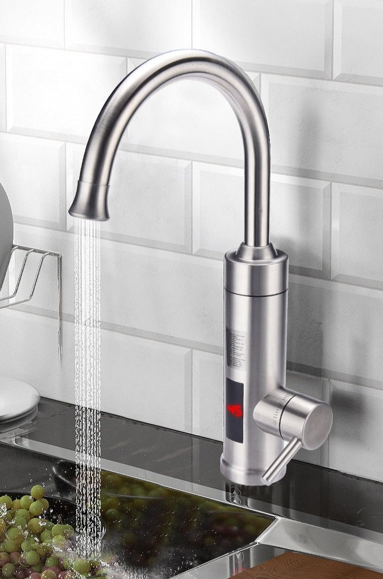 Instant Hot Water Faucet with Digital Temperature Display – Touchless Sensor Kitchen Tap, 3000W Electric Water Heater, Stainless Steel