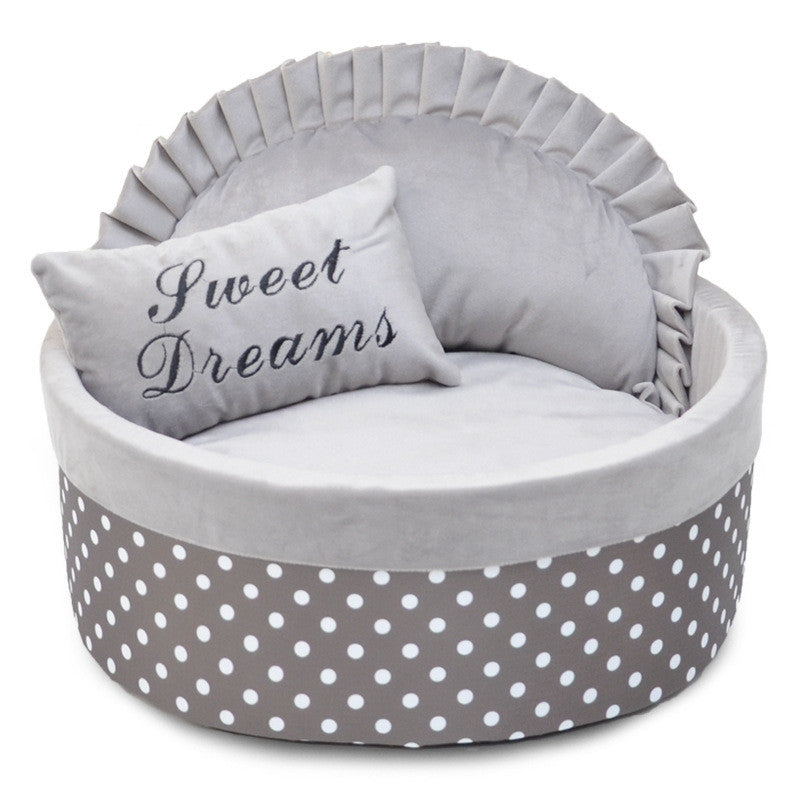 Cozy Pet Nest | Dog Bed & Cat Bed with Soft Sponge Filling | Stylish Polka Dot Design for Ultimate Comfort