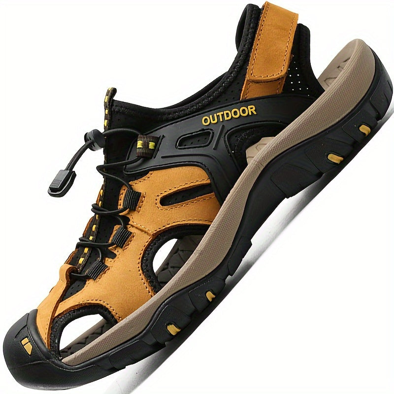 Men's Closed-Toe Sport Sandals with Elastic Strap – Breathable Rubber Sole Hiking Sandals for Summer Outdoor Adventures