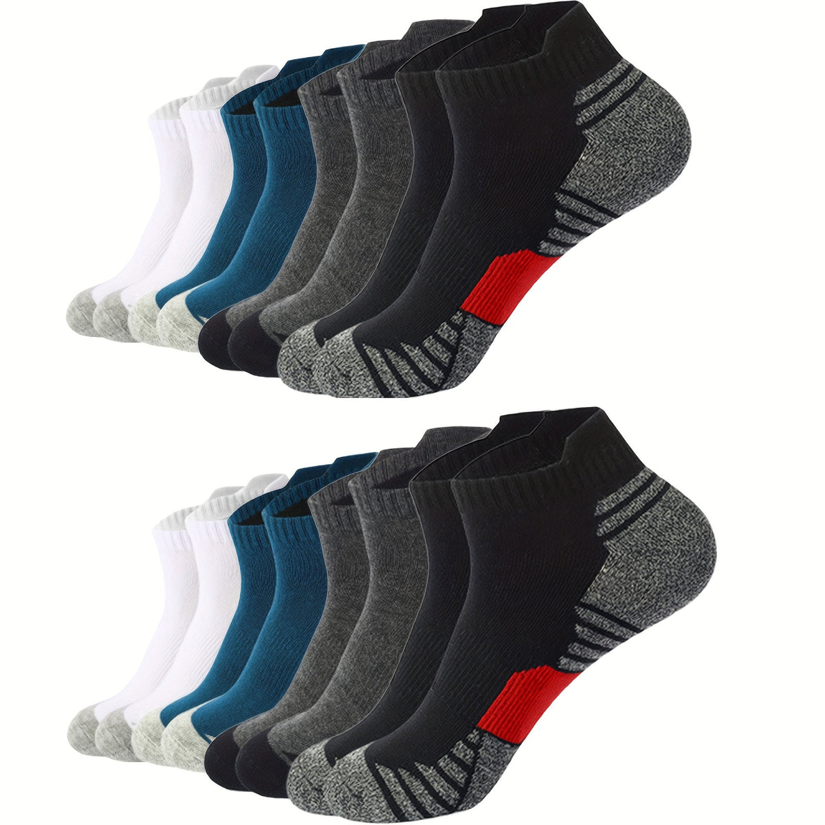 Cotton Blend Crew Socks for Men - Moisture-Wicking Pack for Work, Sports & Casual Wear - Multi-Pack Options in White, Black, Blue & Gray