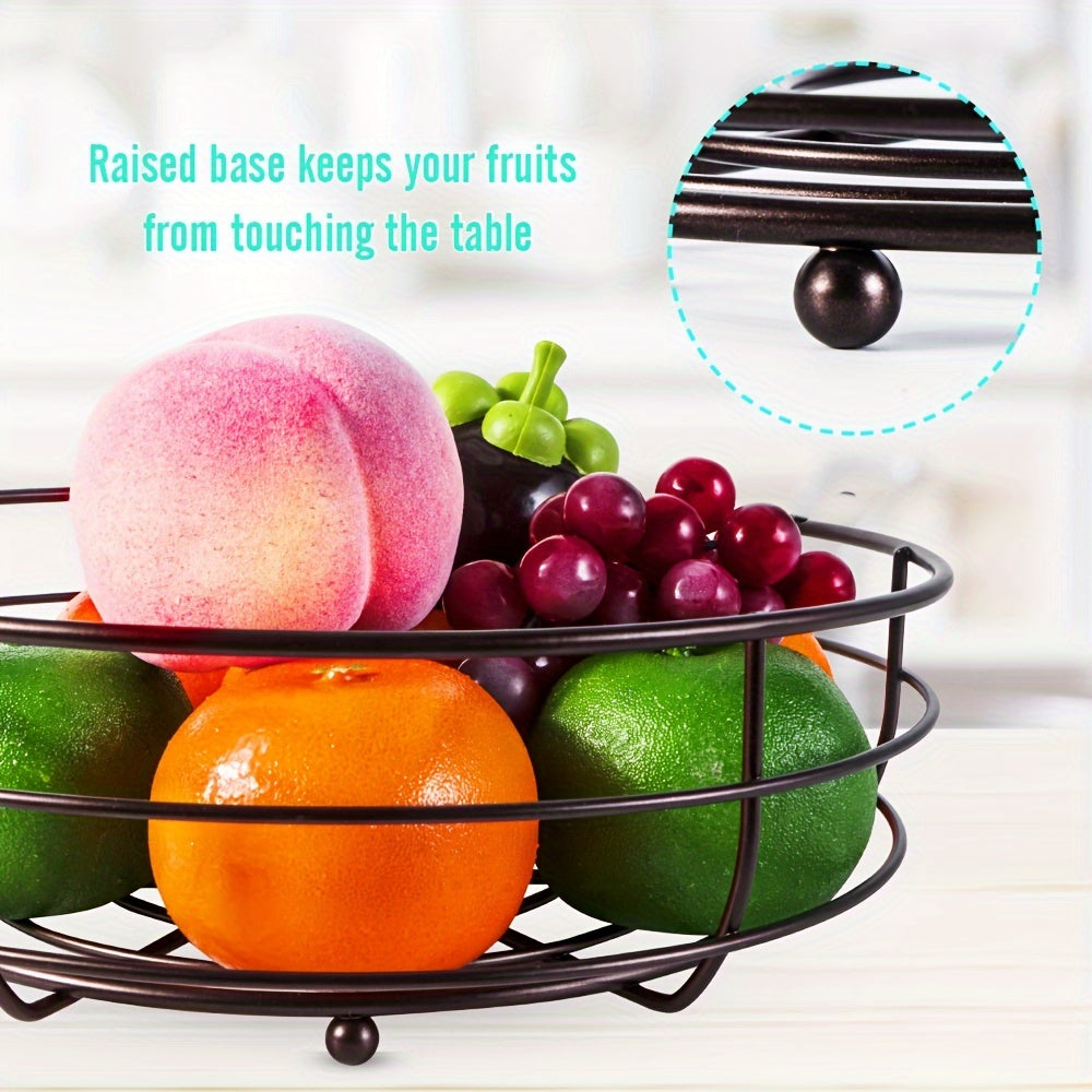 Orion 2-Tier Oval Fruit Basket - Metal Kitchen Organizer with Banana Holder