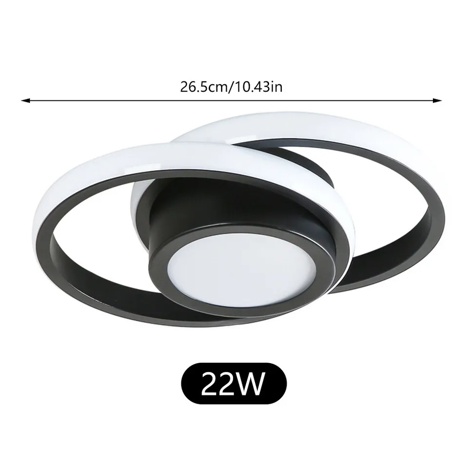 Double Ring LED Flush Mount Light Black Contemporary Overhead Fixture for Entryway Foyer Apartment Passageway Interior Decor